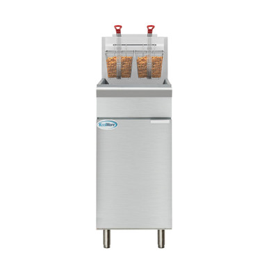 Koolmore KM-FDF50-NG 50 Lbs. Stainless Steel Natural Gas Floor Standing Commercial Fryer - 120,000 BTU