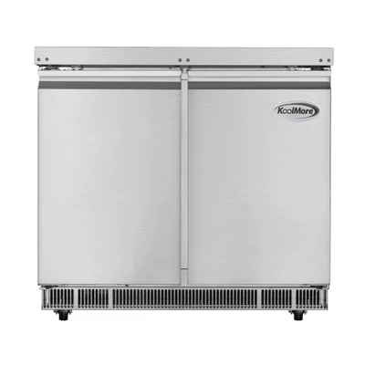 Koolmore KM-RBT-36C 36.4" W Stainless Steel 6 Pans Storage with Covers Commercial Refrigerated Prep Station - 115 Volts