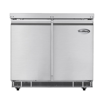 Koolmore KM-RBT-36C 36.4" W Stainless Steel 6 Pans Storage with Covers Commercial Refrigerated Prep Station - 115 Volts