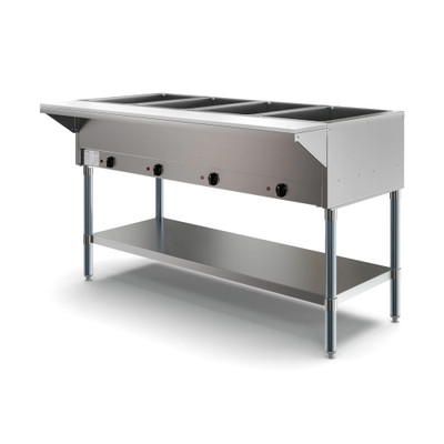 Koolmore KM-OWS-4 4 Pans Stainless Steel Electric Steam Table with Undershelf