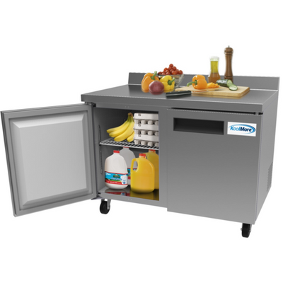 Koolmore RWT-2D-12C 47.5" W Stainless Steel 1 Section Worktop Refrigerator - 115 Volts