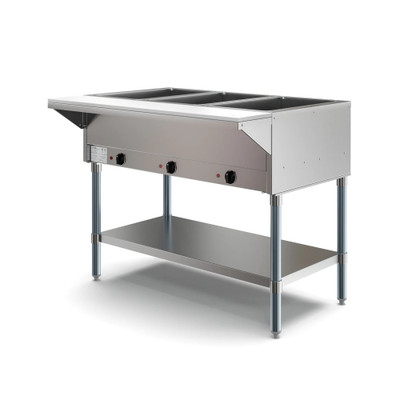 Koolmore KM-OWS-3 3 Pans Stainless Steel Electric Steam Table with Undershelf