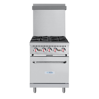 Koolmore KM-CR24-NG 24" W Stainless Steel 4 Burners with Oven Natural Gas Commercial Range