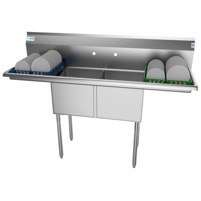 Koolmore SB151512-15B3 60" W 18 Gauge Galvanized 2 Compartments Sink