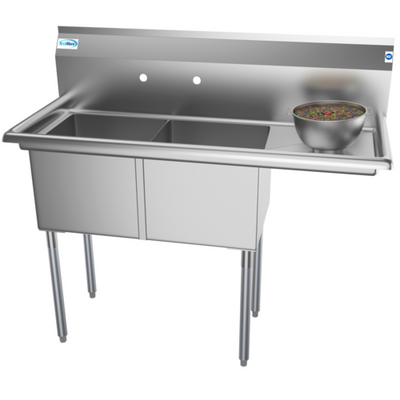 Koolmore SB151512-15R3 48" W 18 Gauge Galvanized 2 Compartments Sink