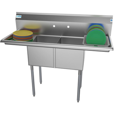 Koolmore SB141611-12B3 52" W 18 Gauge Galvanized 2 Compartments Sink