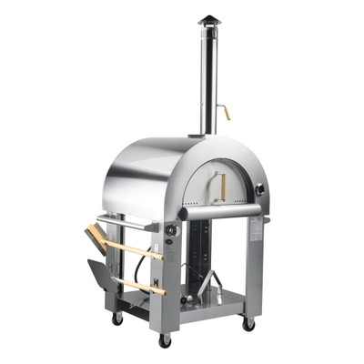 Koolmore KM-OKS-DFPO 32.3" W Stainless Steel Built-In Chimney Gas and Wood Fired Pizza Oven