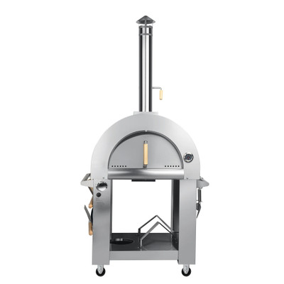 Koolmore KM-OKS-DFPO 32.3" W Stainless Steel Built-In Chimney Gas and Wood Fired Pizza Oven