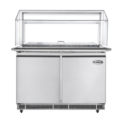 Koolmore KM-RBT-48CSFG 46.9" W Stainless Steel 9 Pans with Covers Commercial Refrigerated Prep Station - 115 Volts