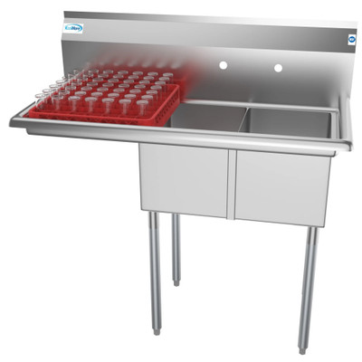 Koolmore SB121610-16L3 43" W 18 Gauge Galvanized 2 Compartments Sink