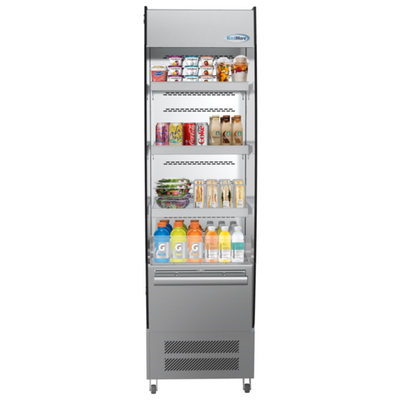 Koolmore CDAU-7C-SS 7.7 Cu. Ft. Stainless Steel Vertical Case Grab and Go Open Air Merchandiser - 115 Volts