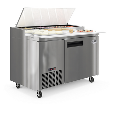 Koolmore KM-RPPS-1DSS 50" W Stainless Steel with Opening for 6 Pans Pizza Prep Refrigerator