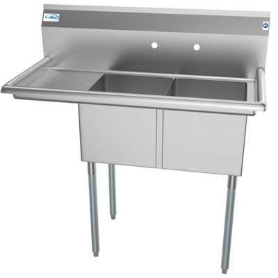 Koolmore SB141611-12L3 43" W 18 Gauge Galvanized 2 Compartments Sink