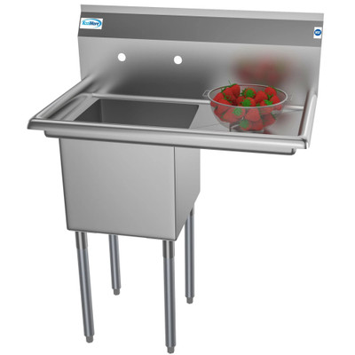 Koolmore SA151512-15R3 33" W Galvanized Base 18 Gauge 1 Compartment Sink