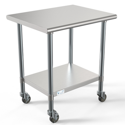 Koolmore CT2430-18C 30" W x 24" D Stainless Steel 18 Gauge Open with Undershelf Work Table