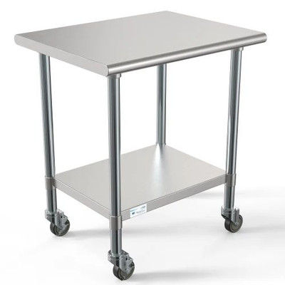 Koolmore CT2430-18C 30" W x 24" D Stainless Steel 18 Gauge Open with Undershelf Work Table