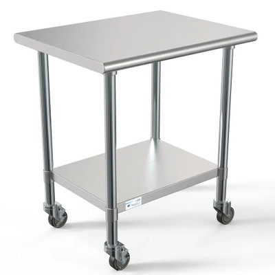 Koolmore CT2430-18C 30" W x 24" D Stainless Steel 18 Gauge Open with Undershelf Work Table