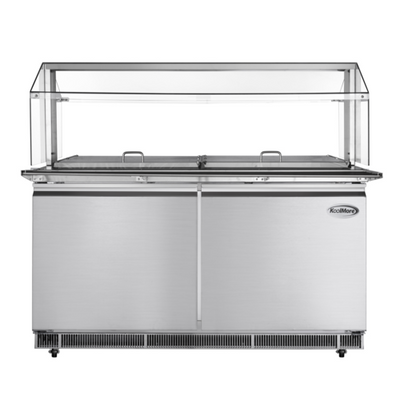 Koolmore KM-RBT-60CSFG 60.4" W Stainless Steel 12 Pans with Covers Commercial Refrigerated Prep Station - 115 Volts