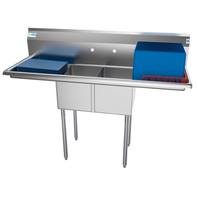 Koolmore SB121610-16B3 56.1" W 18 Gauge Galvanized 2 Compartments Sink