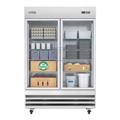 Koolmore RIR-2D-GD 47 Cu. Ft. 2 Glass Doors Stainless Steel Reach In Refrigerator - 115 Volts