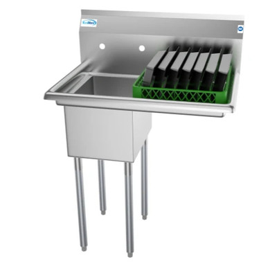Koolmore SA121610-16R3 31" W Galvanized Base 18 Gauge 1 Compartment Sink