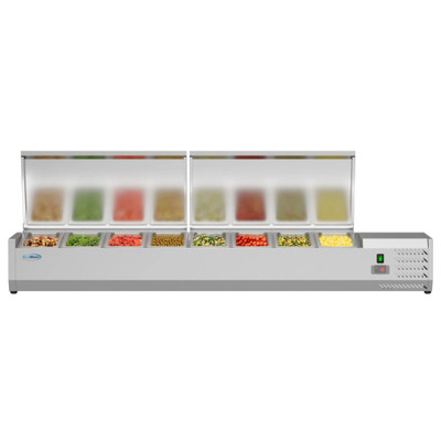 Koolmore SCDC-8P-SSL 59" W Stainless Steel (8) 1/3 Pan Refrigerated Countertop Prep Unit - 115 Volts