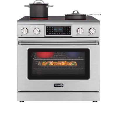 Koolmore KM-EPR-36TDP-SS 36" W x 27.5" D x 39" H Stainless Steel Self-Cleaning Professional Electric Range - 240 Volts