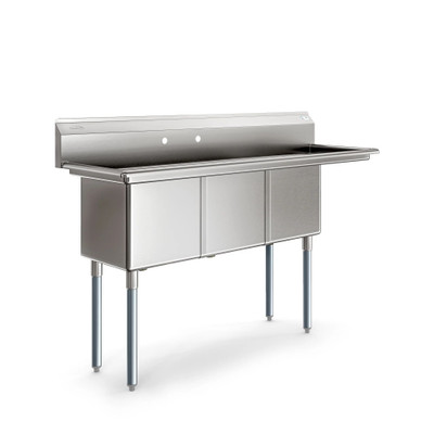 Koolmore KM-SC151514-15R3 63" W 18 Gauge Galvanized 3 Compartments Sink