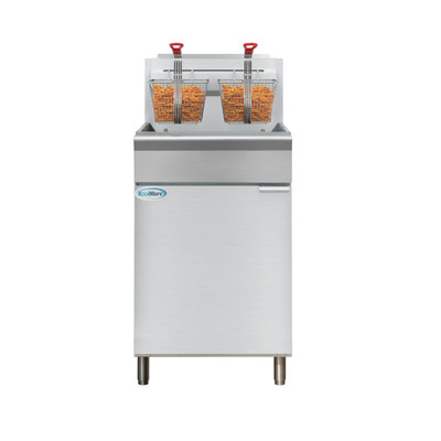 Koolmore KM-FDF75-LP 75 Lbs. Stainless Steel Liquid Propane Floor Standing Commercial Fryer - 150,000 BTU