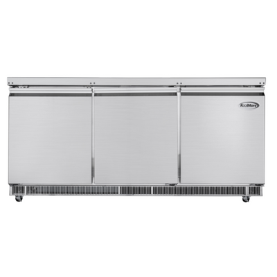 Koolmore KM-RBT-72C 72" W Stainless Steel 15 Pans with Covers Commercial Refrigerated Prep Station - 115 Volts