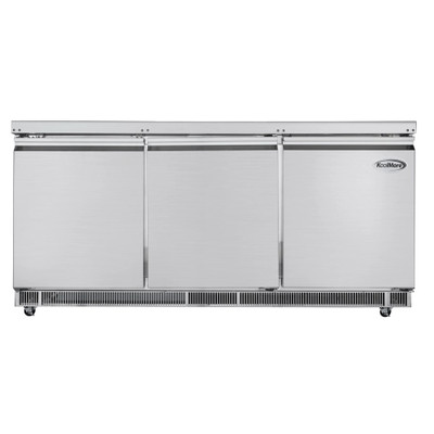 Koolmore KM-RBT-72C 72" W Stainless Steel 15 Pans with Covers Commercial Refrigerated Prep Station - 115 Volts