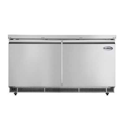Koolmore KM-RBT-60C 60" W Stainless Steel 12 Pans Storage with Covers Commercial Refrigerated Prep Station - 115 Volts