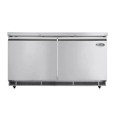 Koolmore KM-RBT-60C 60" W Stainless Steel 12 Pans Storage with Covers Commercial Refrigerated Prep Station - 115 Volts
