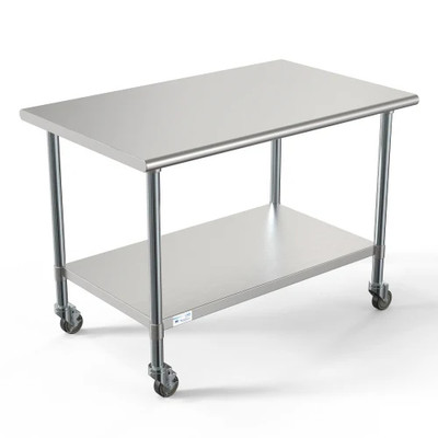 Koolmore CT3048-18C 48" W x 30" D Stainless Steel 18 Gauge Open with Undershelf Work Table
