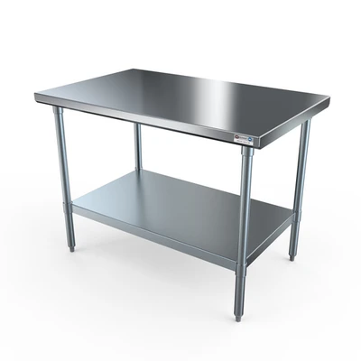 NBR Equipment TG-4830 48"W x 30"D x 35.75"H Stainless Steel Top Galvanized Steel Legs Economy Work Table