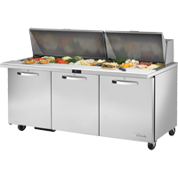 True TSSU-72-30M-B-ST-HC~SPEC3 72.38" W Three Section SPEC SERIES® Mega Top Sandwich/Salad Unit - 115 Volts
