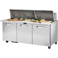 True TSSU-72-30M-B-ST-HC~SPEC3 72.38" W Three Section SPEC SERIES® Mega Top Sandwich/Salad Unit - 115 Volts