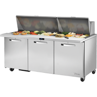 True TSSU-72-30M-B-ST-HC~SPEC3 72.38" W Three Section SPEC SERIES® Mega Top Sandwich/Salad Unit - 115 Volts