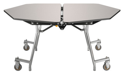 National Public Seating MT48H 48" W Hexagon 14 Gauge Steel Mobile Cafeteria Table