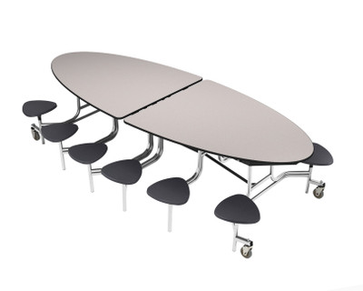 National Public Seating METS 45" W Oval 14 Gauge Steel Mobile Cafeteria Table