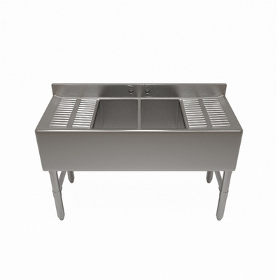 NBR Equipment UW-4-101410-84LR 84" W x 18.25" D x 32.5" H Stainless Steel (4) Compartments Premium Slim-Line Underbar Sink Unit