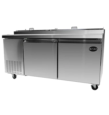 SABA SPP-67-9 16.9 Cu. Ft. Stainless Steel 2-Section Pizza Prep Table - 115 Volts