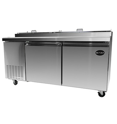 SABA SPP-67-9 16.9 Cu. Ft. Stainless Steel 2-Section Pizza Prep Table - 115 Volts