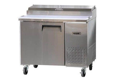 Bison BPT-44 19 Cu. Ft. One-Section Self Closing Stainless Steel Door Pizza Prep Unit - 115 Volts 1-Phase