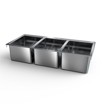 NBR Equipment DI-3-162012 54" W x 24" D x 12.31" H Stainless Steel (3) Compartments Drop-In Sink