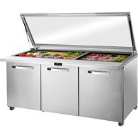 True TSSU-72-30M-B-ST-FGLID-HC~SPEC3 72.38" W Three Section SPEC SERIES® Mega Top Sandwich/Salad Unit - 115 Volts