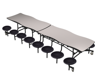 National Public Seating MSTS1216 30&quot; W x 145&quot; D x 27&quot; H Rectangular 14 Gauge Steel Swerve Mobile Cafeteria Table