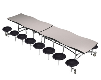 National Public Seating MSTS1216 30" W x 145" D x 27" H Rectangular 14 Gauge Steel Swerve Mobile Cafeteria Table