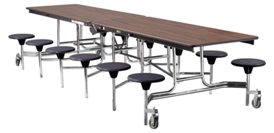 National Public Seating MTS12 30" W Rectangle 14 Gauge Steel Mobile Cafeteria Table