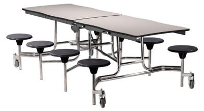 National Public Seating MSTS8 30" W x 97" D x 29" H Rectangular 14 Gauge Steel Swerve Mobile Cafeteria Table
